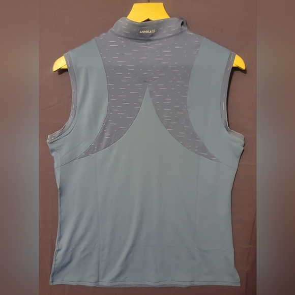 Annika Womens Blue Patterned Sleeveless Golf Top. Quarter Zip. Size L - Picture 3 of 5